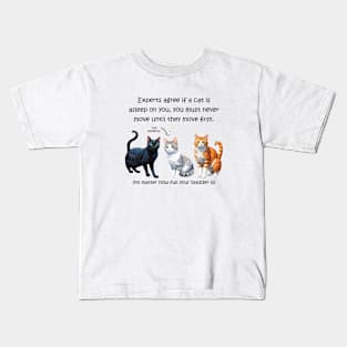 Experts agree if a cat is asleep on you, you must never move until they move first - funny watercolour cat design Kids T-Shirt
